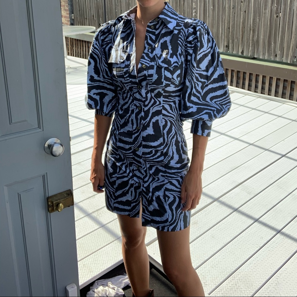 NWT Ganni Printed Poplin Dress - Picture 4 of 13